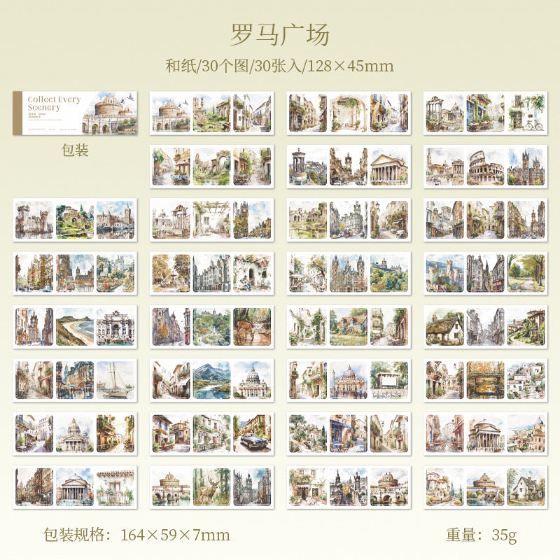 30 Pcs Travel Landscape Washi Stickers Book SJYDFJ