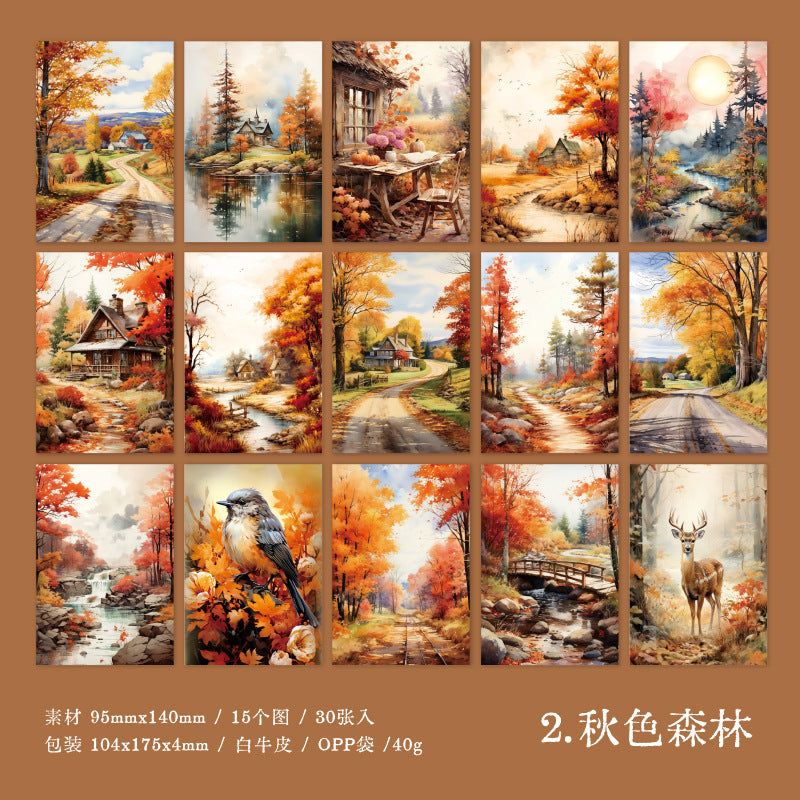 30 Pcs Fantasy Forest Scrapbook Paper ZYHJ