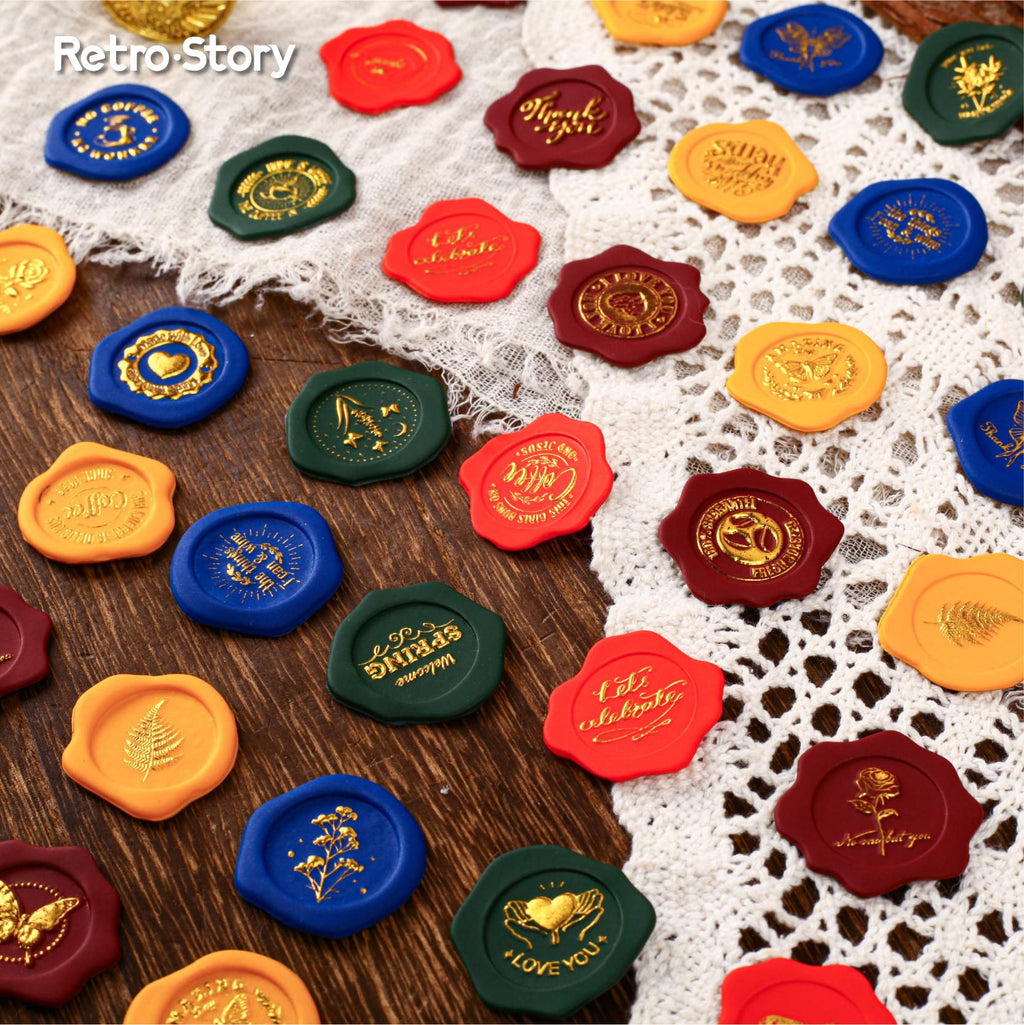 10 Pcs Gold Foil Leather Wax Seal Stickers ZYXL