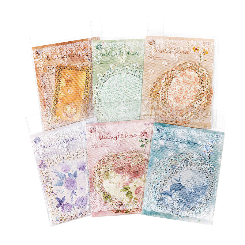 10 Pcs Floral Chintz Vintage Lace Edged Paper HKYQA