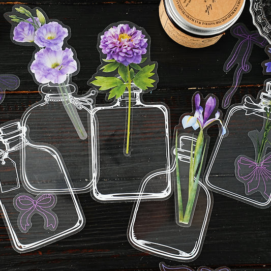 15 Pcs Flower Bottle PET Stickers CHRM