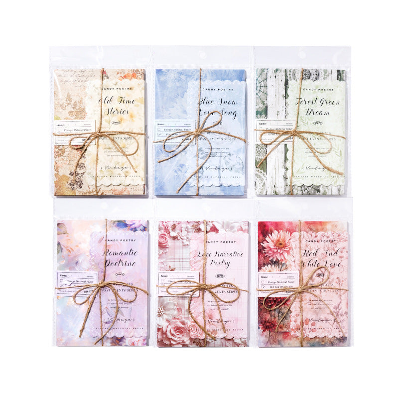 30 Pcs Vintage Floral Scrapbook Paper HQWS