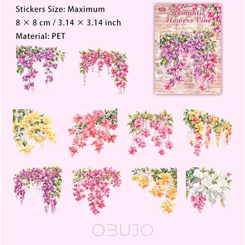 10 Pcs PET Vine Stickers LMHTR