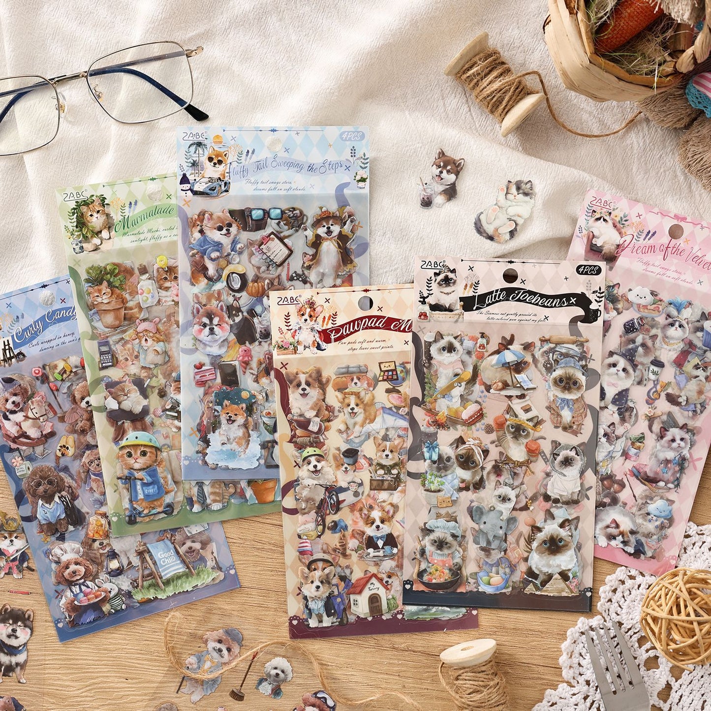 4 Sheets Cute Dog Puppy PET Stickers ZYTX