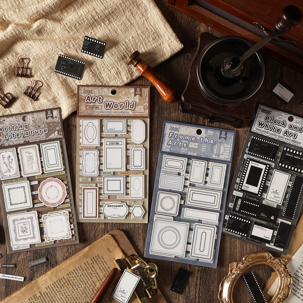 2 Sheets Vintage Quote Frame Cardstock Stickers WZMY