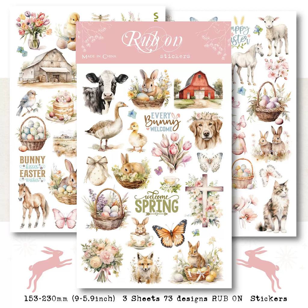 3 Sheets Rub on Stickers - Farm
