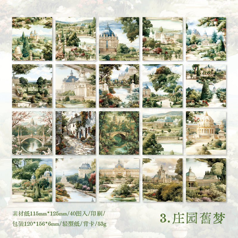 40 Pcs Vitnage Landscape Scrapbook Paper JRHXQ