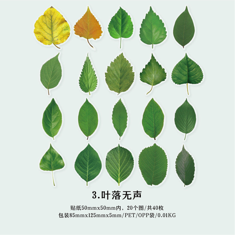 40 Pcs PET Leaf Stickers YZMY