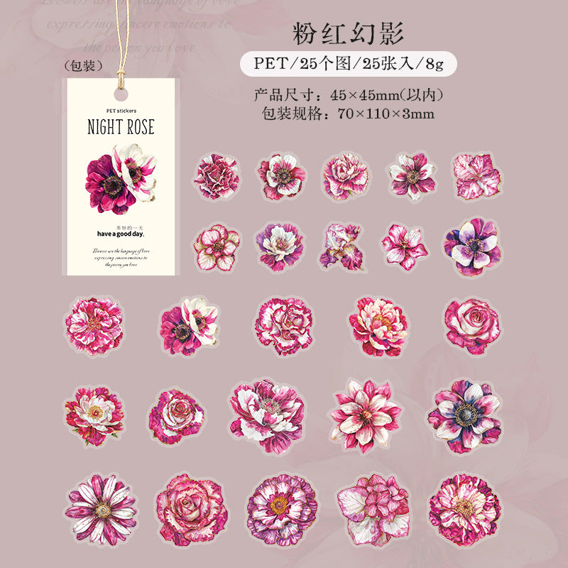 25 Pcs Flower PET Stickers YEQW