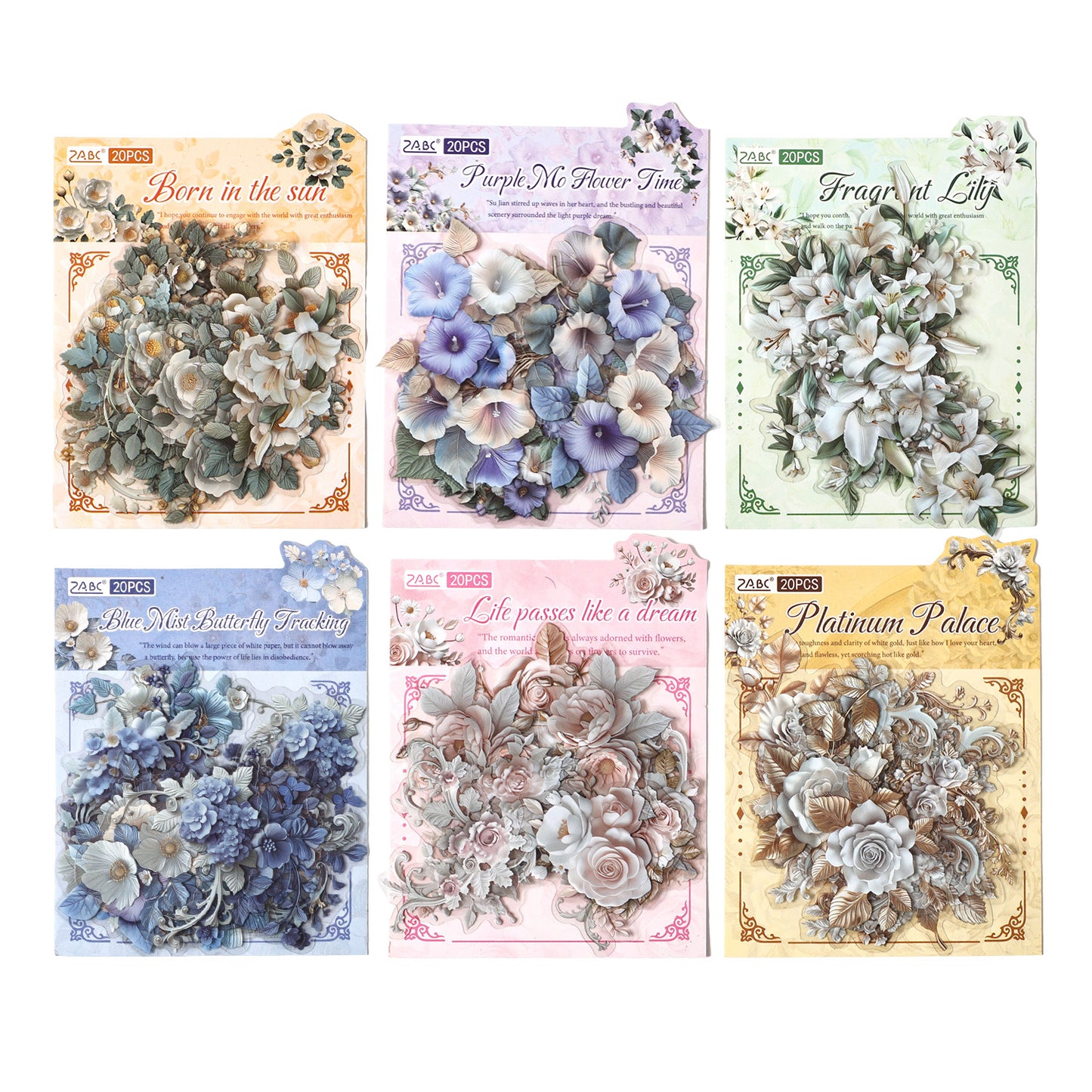 20 Pcs Vintage Flowers PET Stickers TYLB