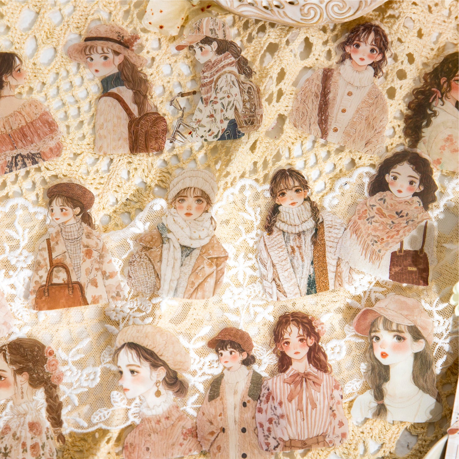 15 Pcs Winter Girl PET Stickers JBXD