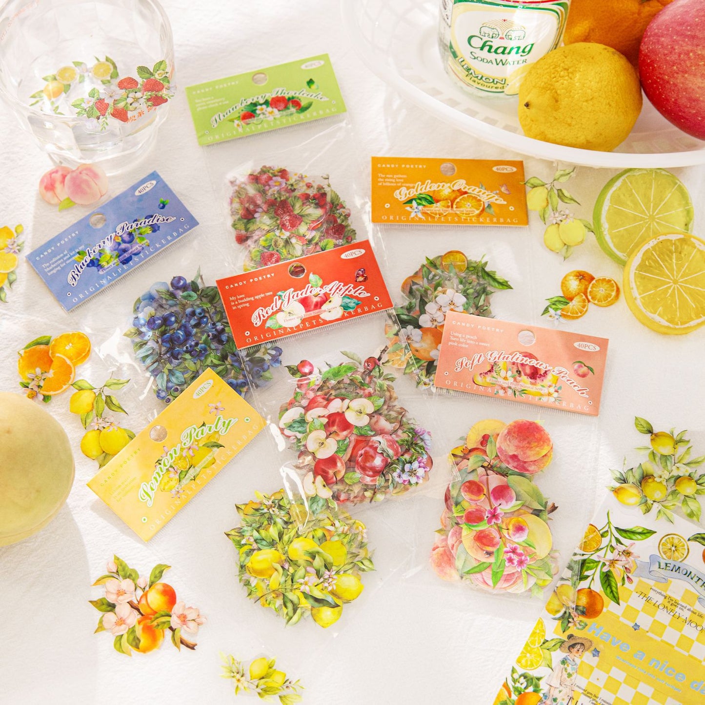 40 Pcs Fruit PET Stickers HGZRCS