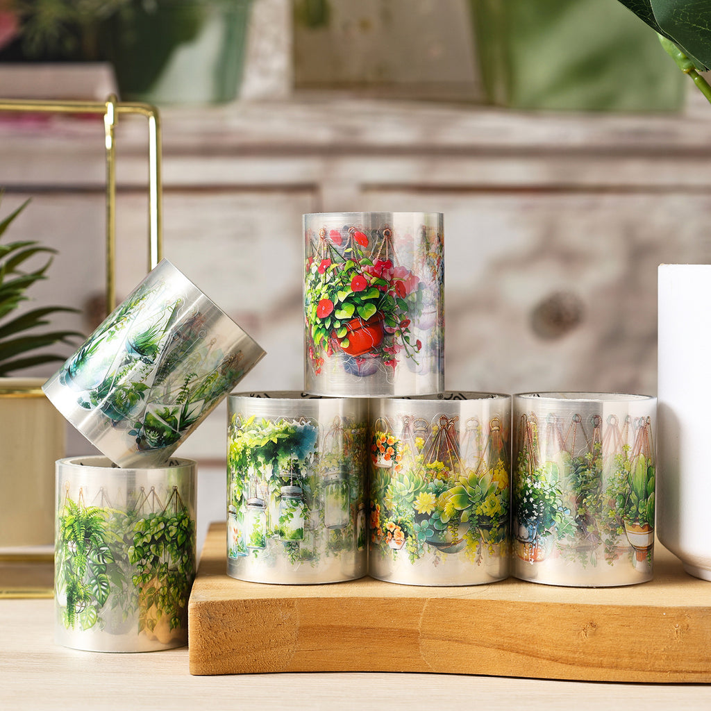 6 Rolls Potted Plant PET Stickers Tape HXZD