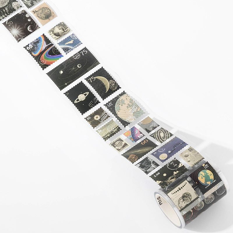 Vintage Philately Stamp PET Sticker Sheet Strip- Galaxy