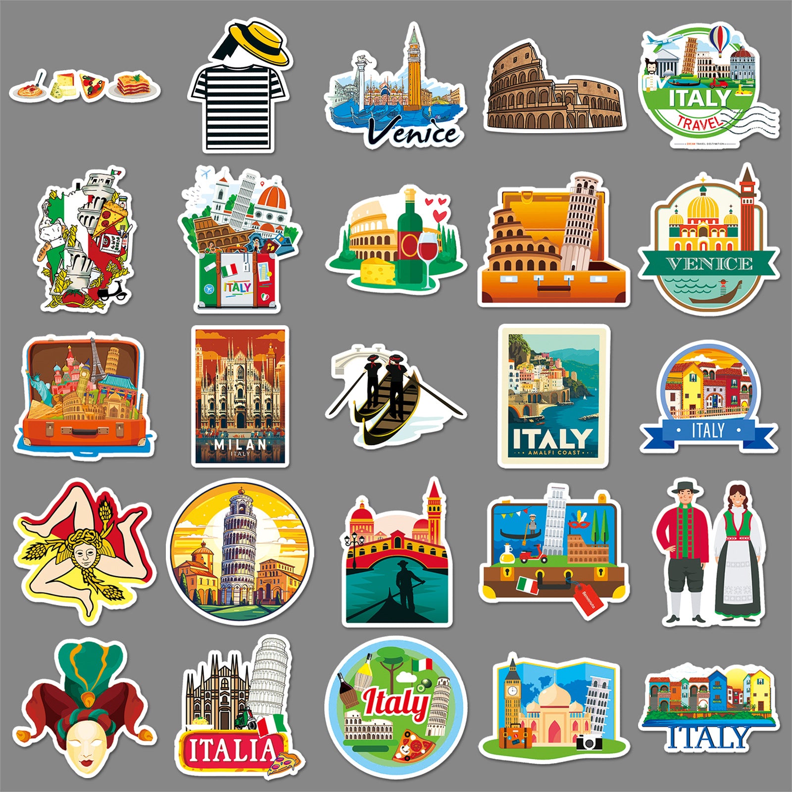 50Pcs Italy Travel Vinyl Stickers TRV07