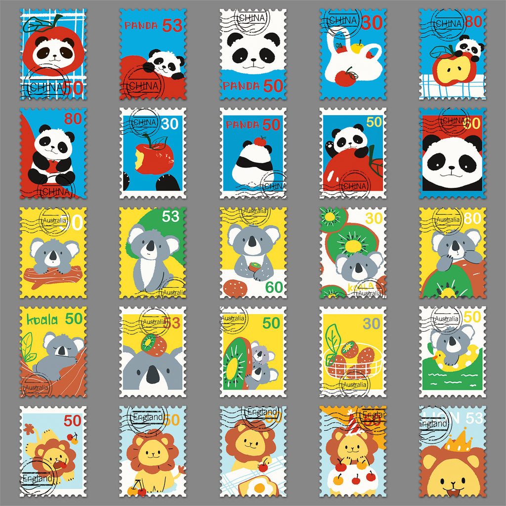 50Pcs Travel Postage Stamp Vinyl Stickers TRV20