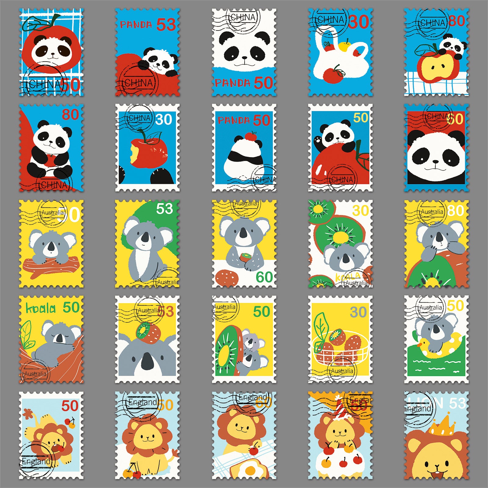 50Pcs Travel Postage Stamp Vinyl Stickers TRV20