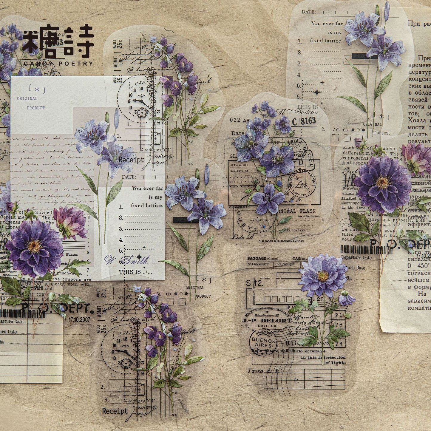 10 Pcs Flower Words PET Stickers WHTSJ