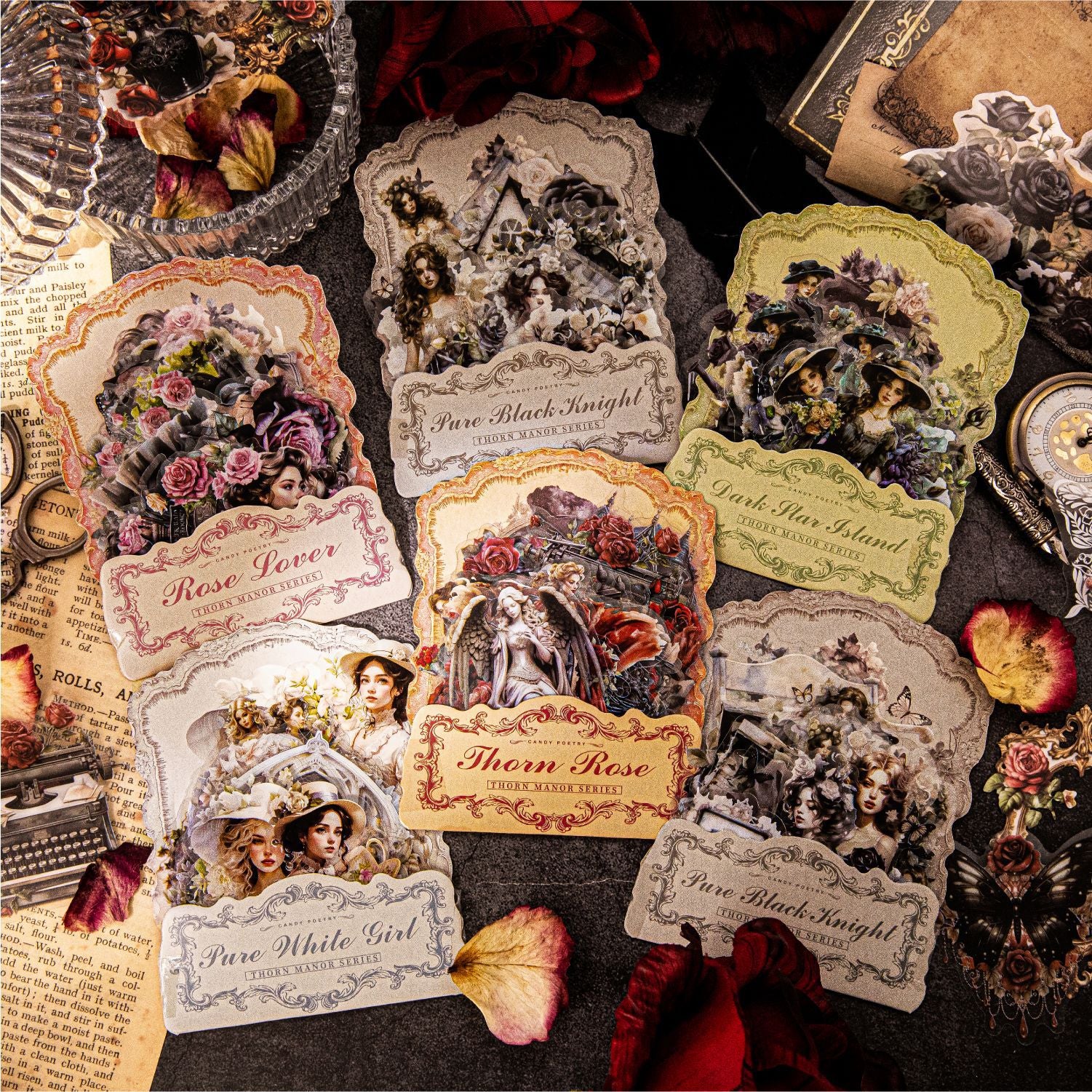 40 Pcs Dark Magic Theme PET Stickers JJZY