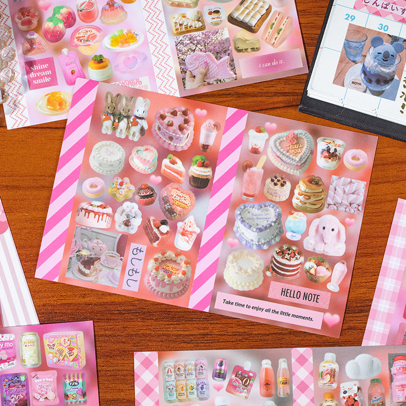 4 Sheets Food Theme Journal Stickers WJLX