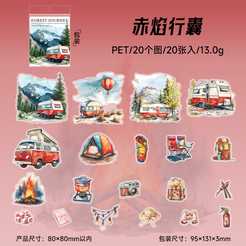 20 Sheets Camping Theme PET Stickers LJZL