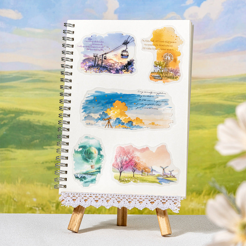 10 Pcs Cloud Landscape PET Stickers YCXFJ
