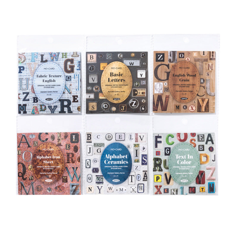 52 Pcs Vintage Alphabet Letter Stickers ZMCLS
