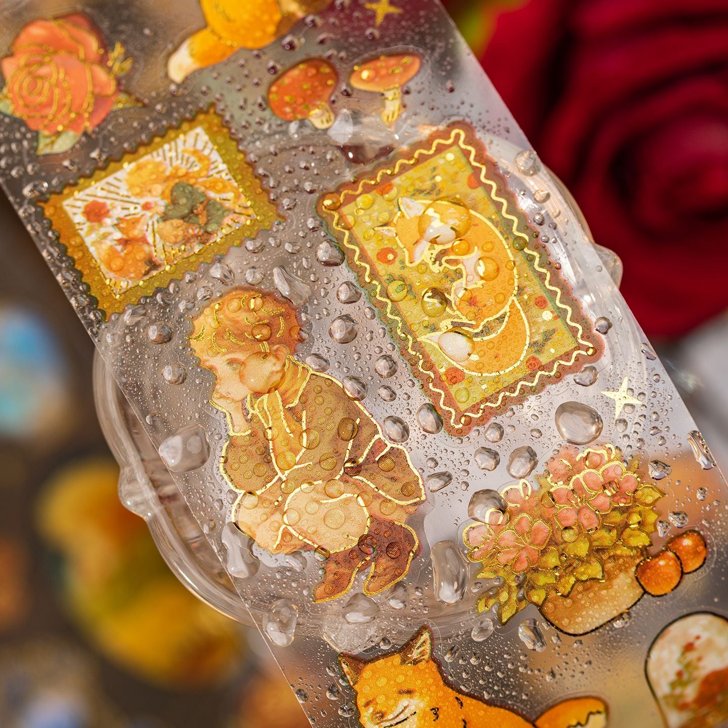 1 Roll Gold Foil Fairy Child PET Stickers Tape XCZY