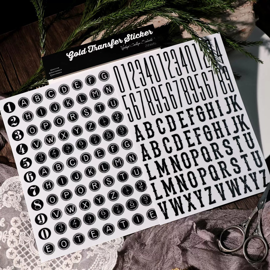 2 Sheets Waterproof Rub on Stickers - Alphabet Number Letter
