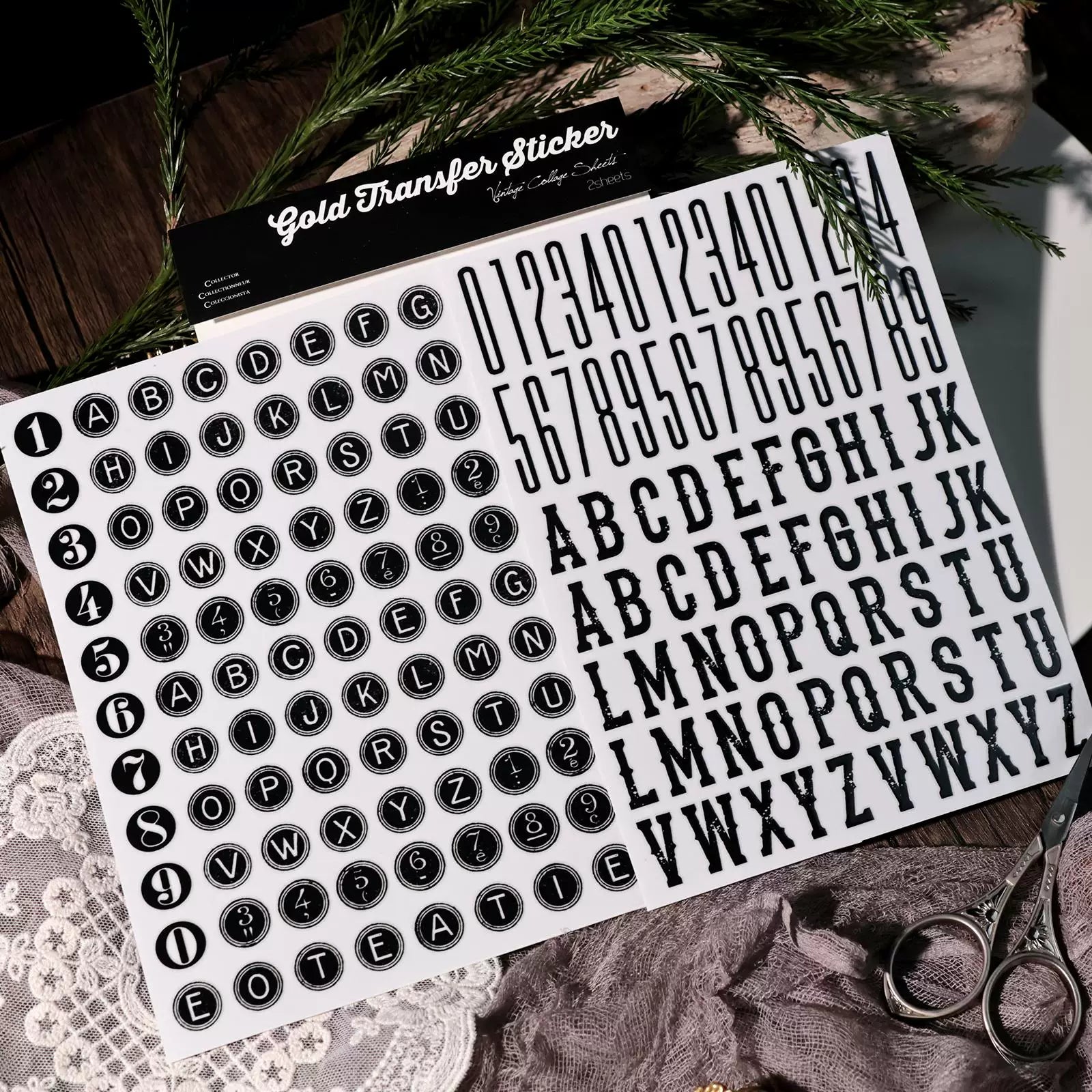 2 Sheets Waterproof Rub on Stickers - Alphabet Number Letter