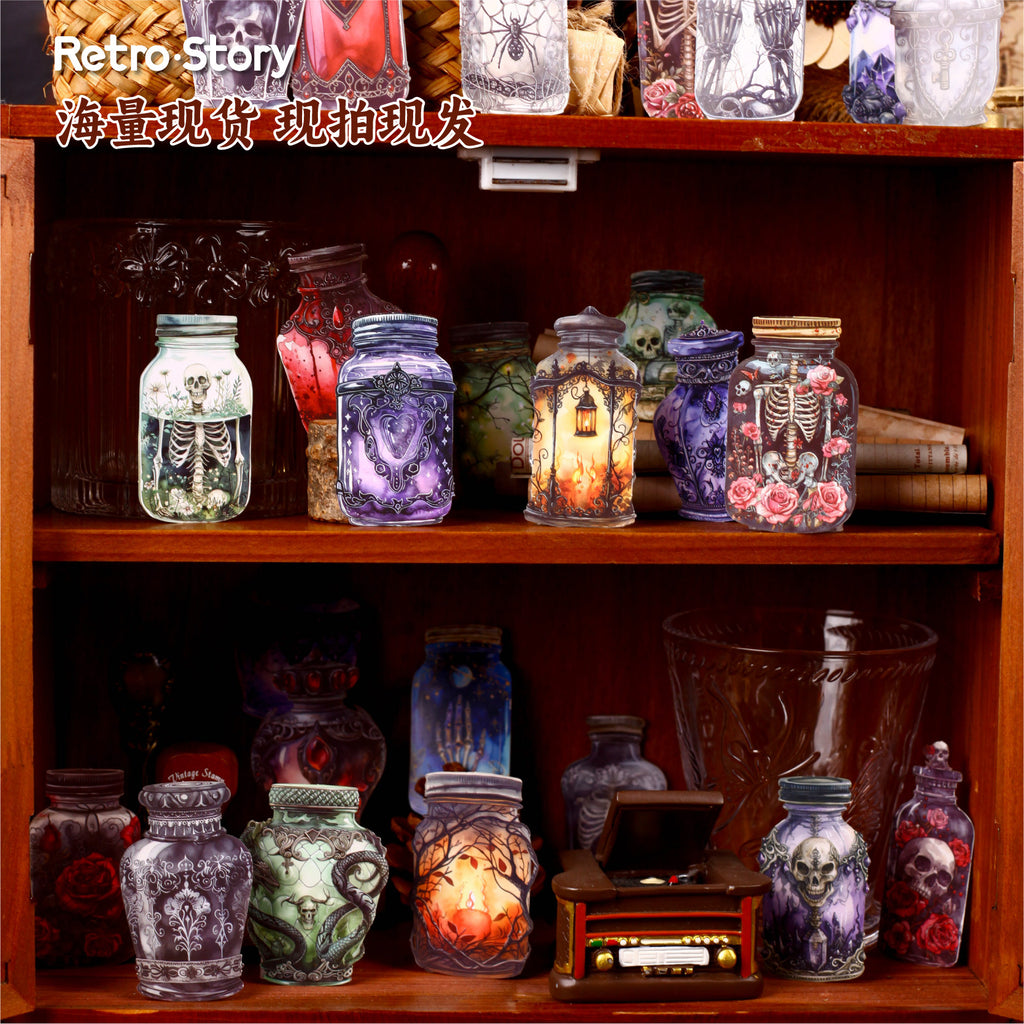 8 Pcs Gothic Magic Bottle Stickers MFPZ