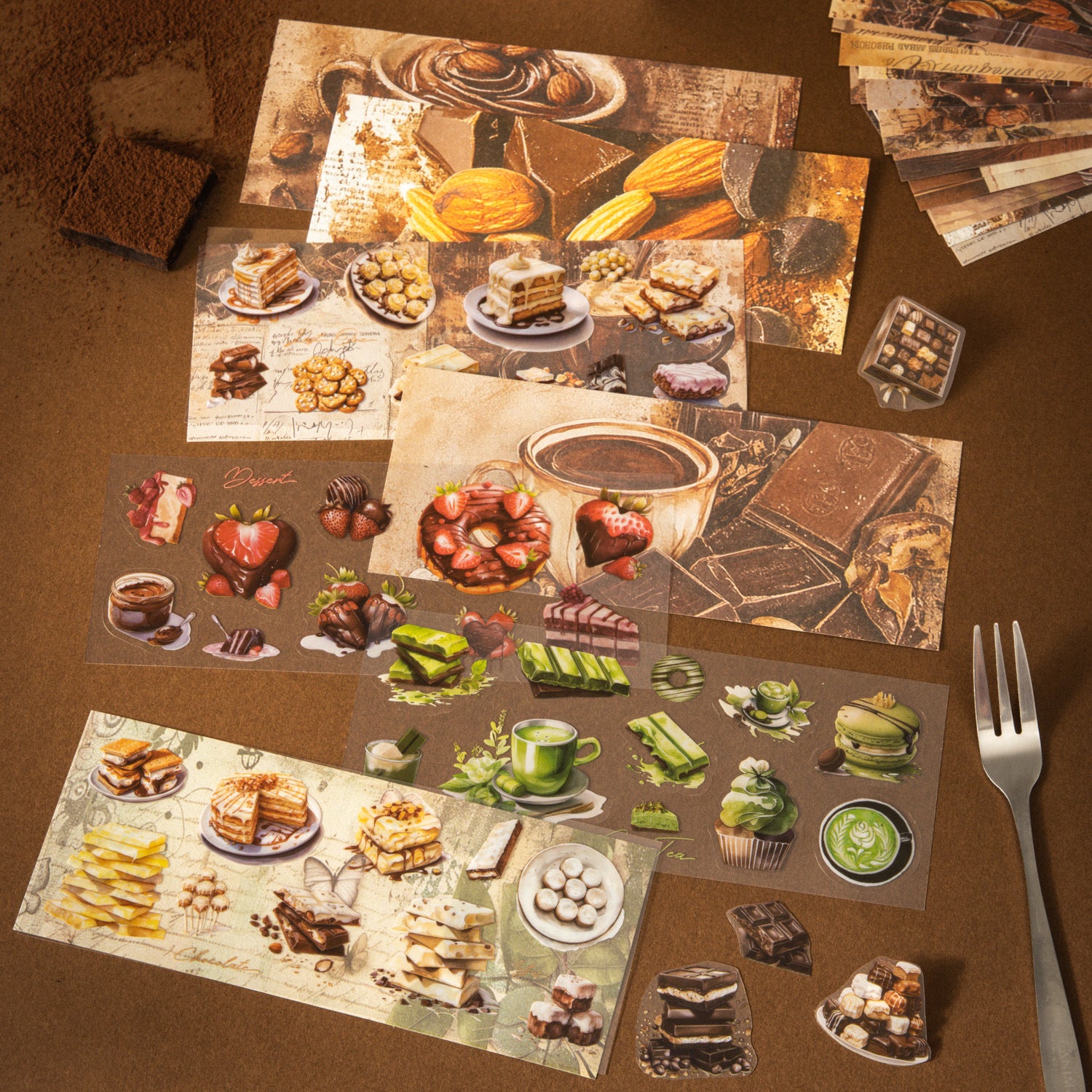 50 Sheets Chocolate Theme Paper and Stickers Book SHQKL
