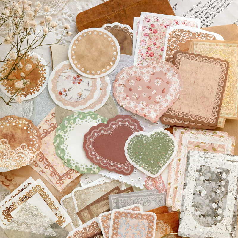 100 Pcs Vintage Victorian Lace & Floral Ephemera Paper Pack
