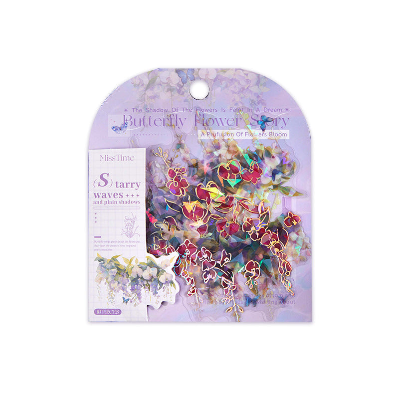 10 Pcs Gold Foil Flower Vine PET Stickers DHWY