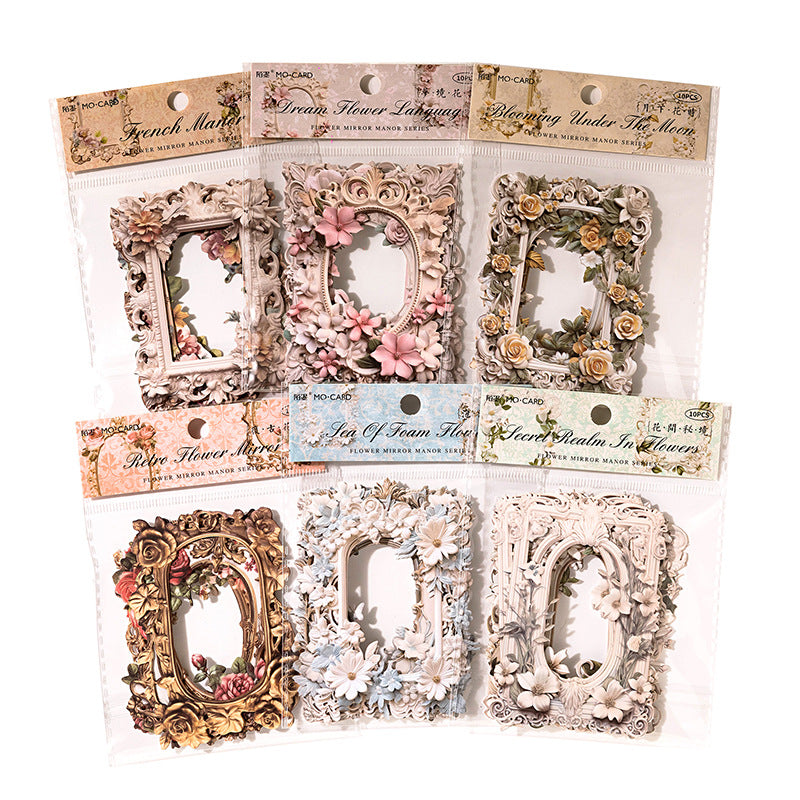 10 Pcs Antique Victorian Hollow Floral Relief Frame Scrapbooking Paper - Foam