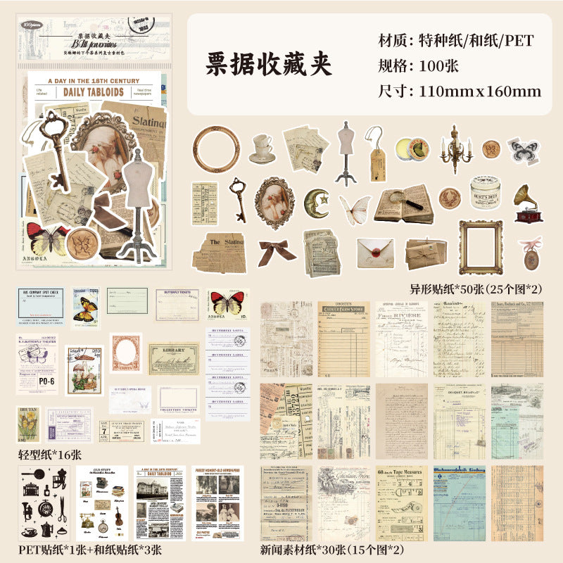 100 Pcs Junk Journal Supplies Kit BLNXWC