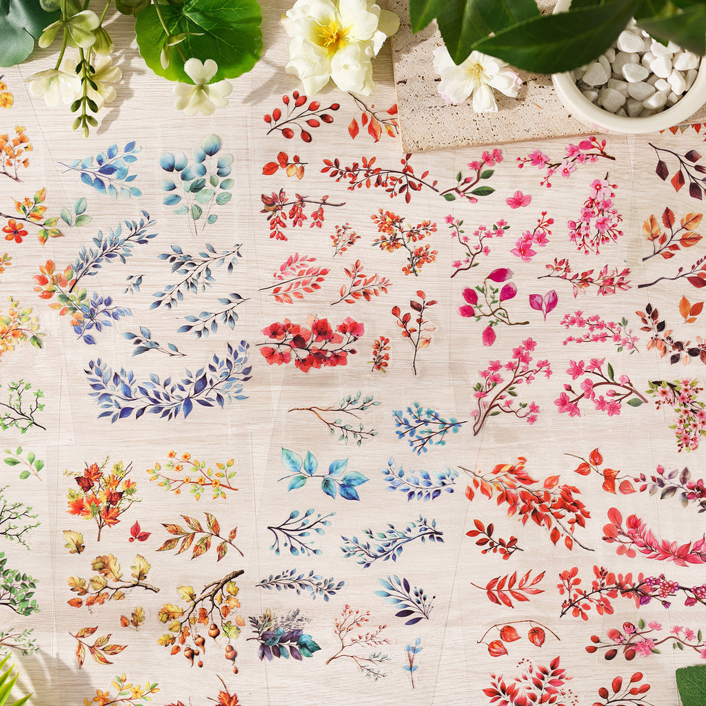 6 Sheets Leaf PET Stickers SYMJ