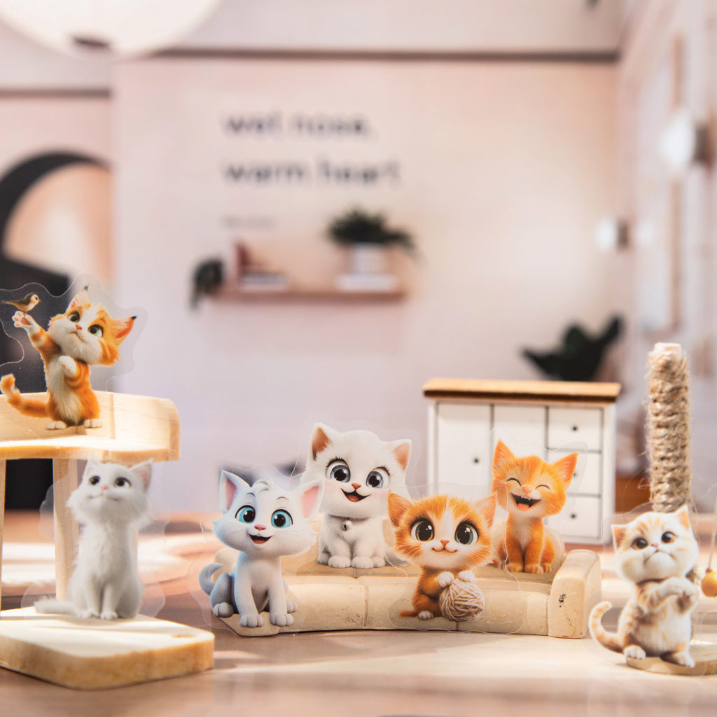 50 Pcs Cute Cat PET Stickers MMWO