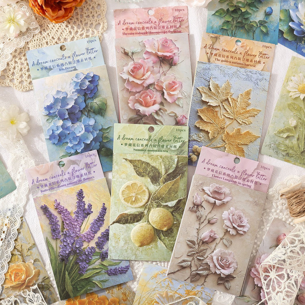 10 Sheets Flower Embossed Paper MCHX