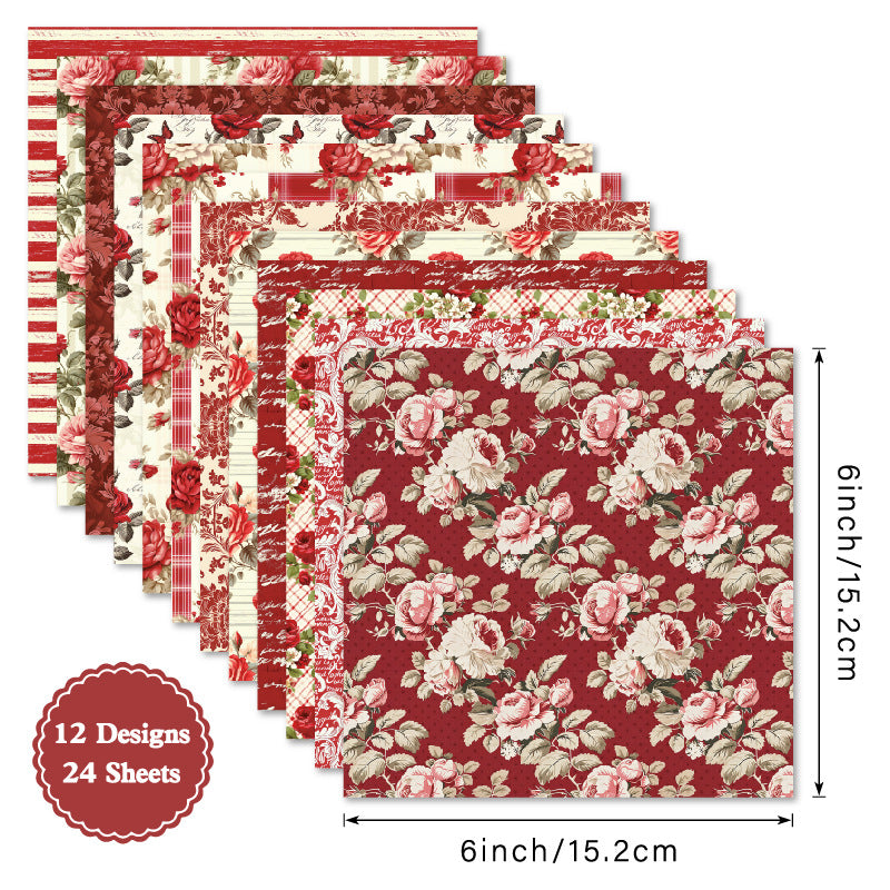 6 inch Crimson Scrapbook Paper Pad SKP307