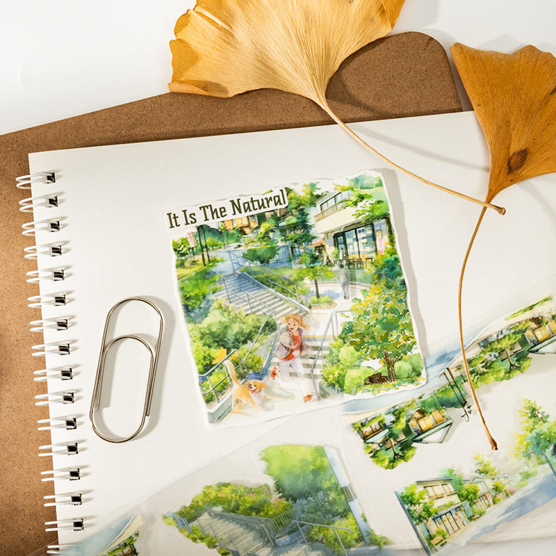 1 Roll Seasonal Street Landscape PET Stickers Tape JGYXCQ