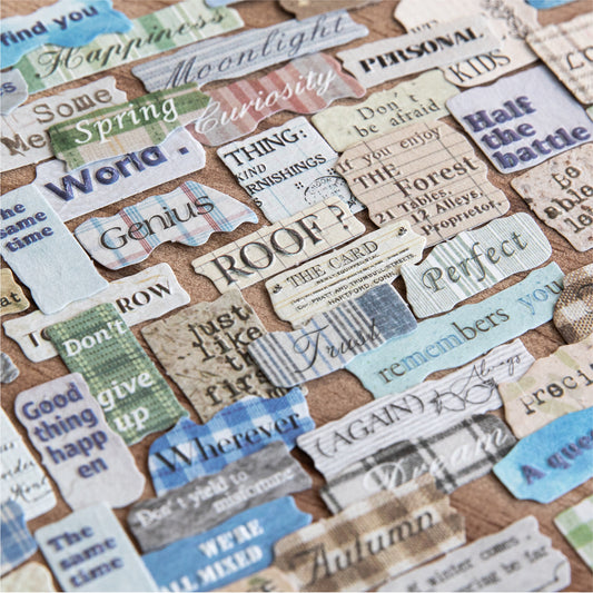 40 Pcs Vintage Emobossed Words Stickers ZJLS