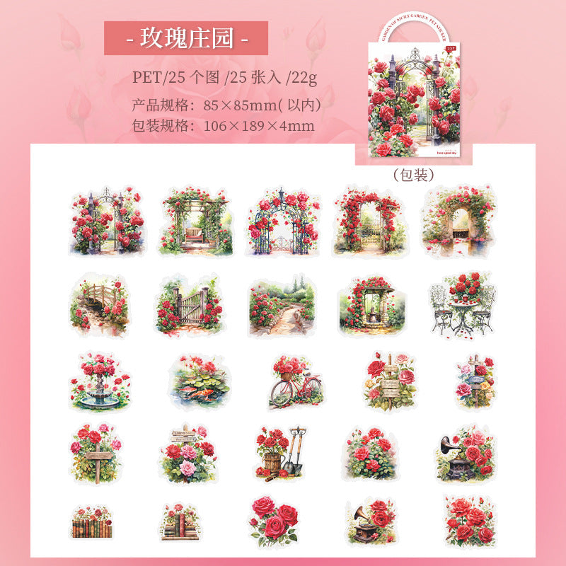25 Pcs Garden Theme PET Stickers XXLDHY