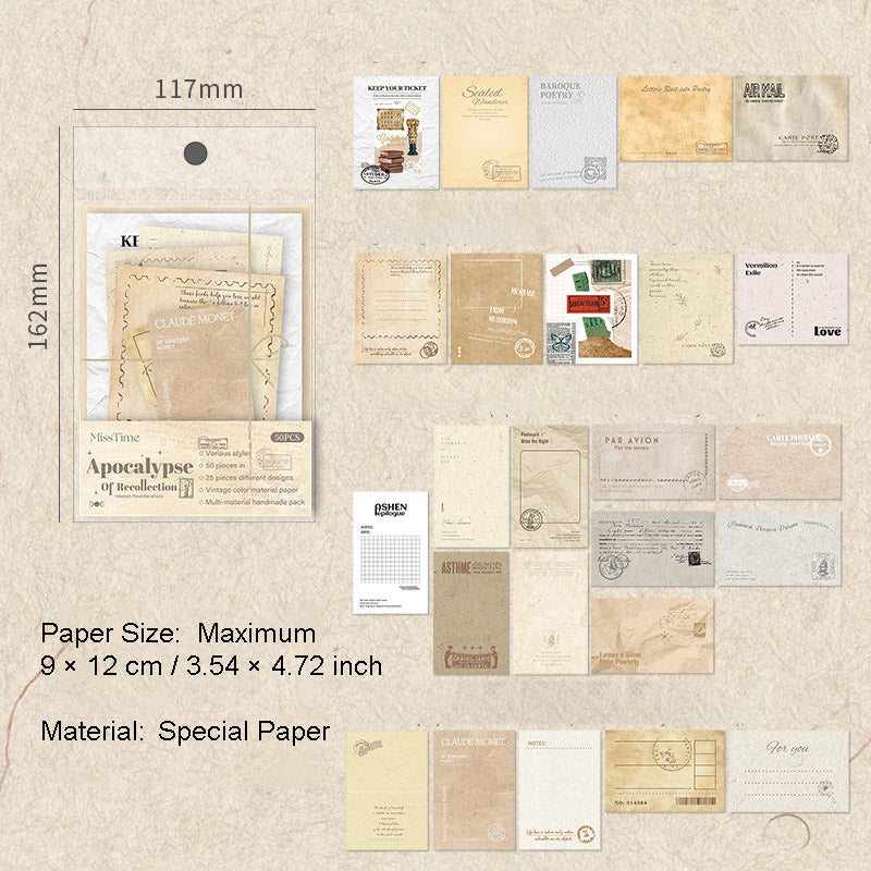 50 Pcs Vintage Scrapbook Paper HYQSL