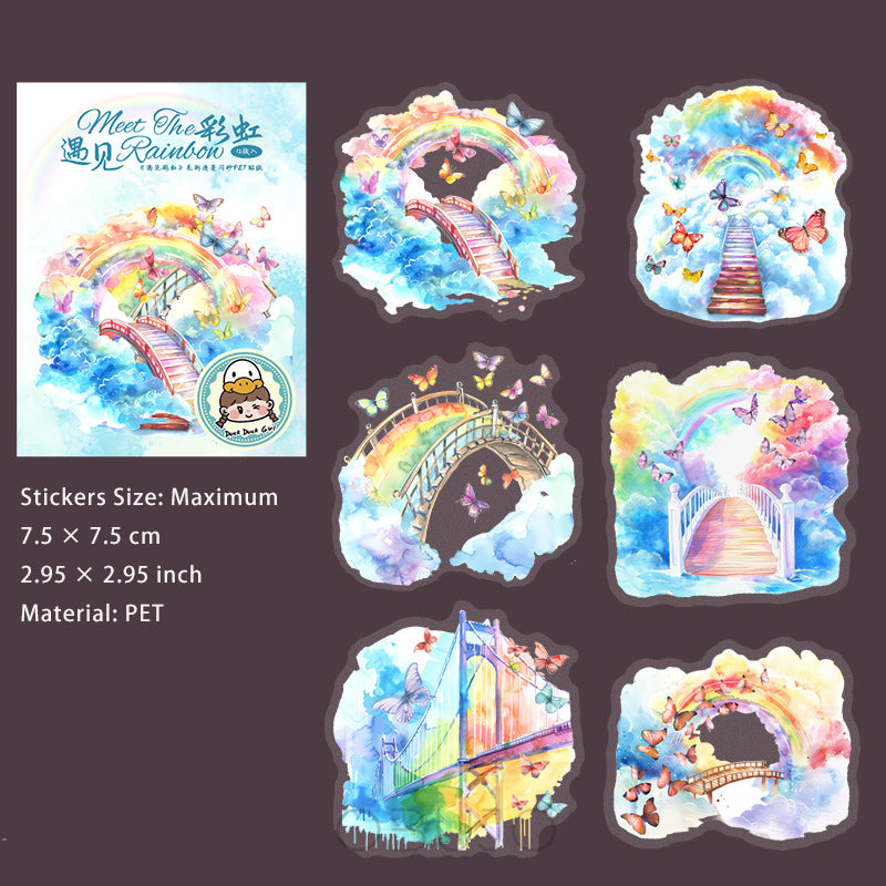 12 Pcs Rainbow Themed PET Stickers YJCH