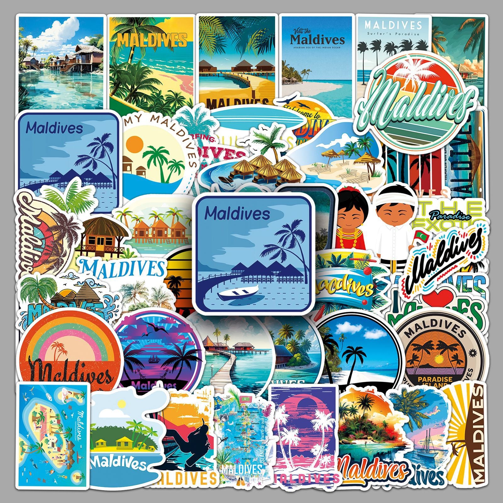 50Pcs Maldives Travel Vinyl Stickers TRV22
