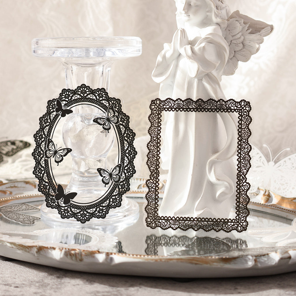 20 Pcs Lace Frame Corner PET Stickers LSQM
