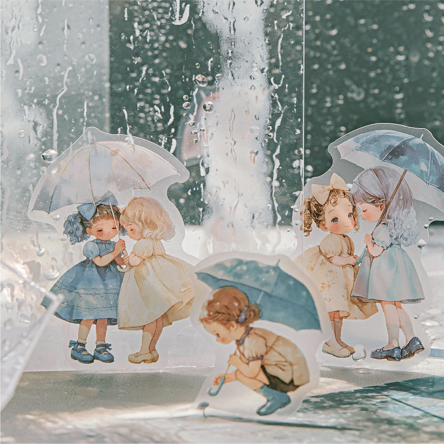 30 Pcs Rainy Childhood PET Stickers YJTH