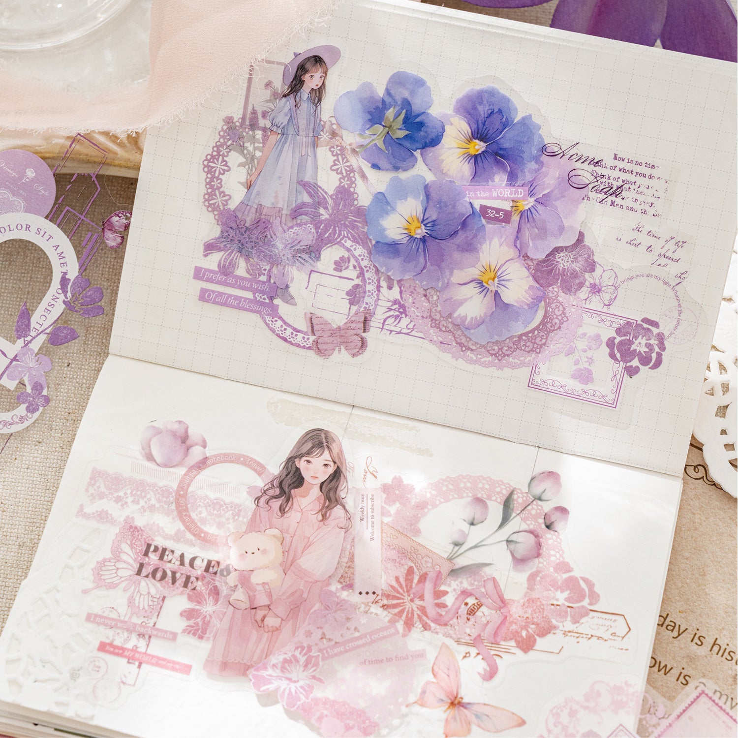 10 Pcs Vintage Collage PET Stickers AYJZ