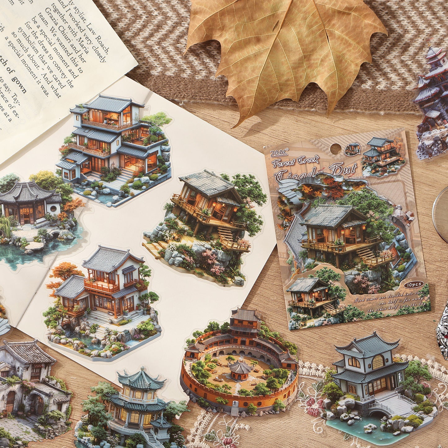 10 Pcs Fantasy House Stickers MZQF
